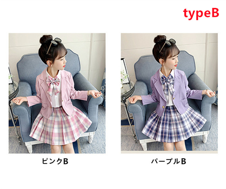 子供服 上下セット かわいい キッズ ブレザー リボン プリーツ風