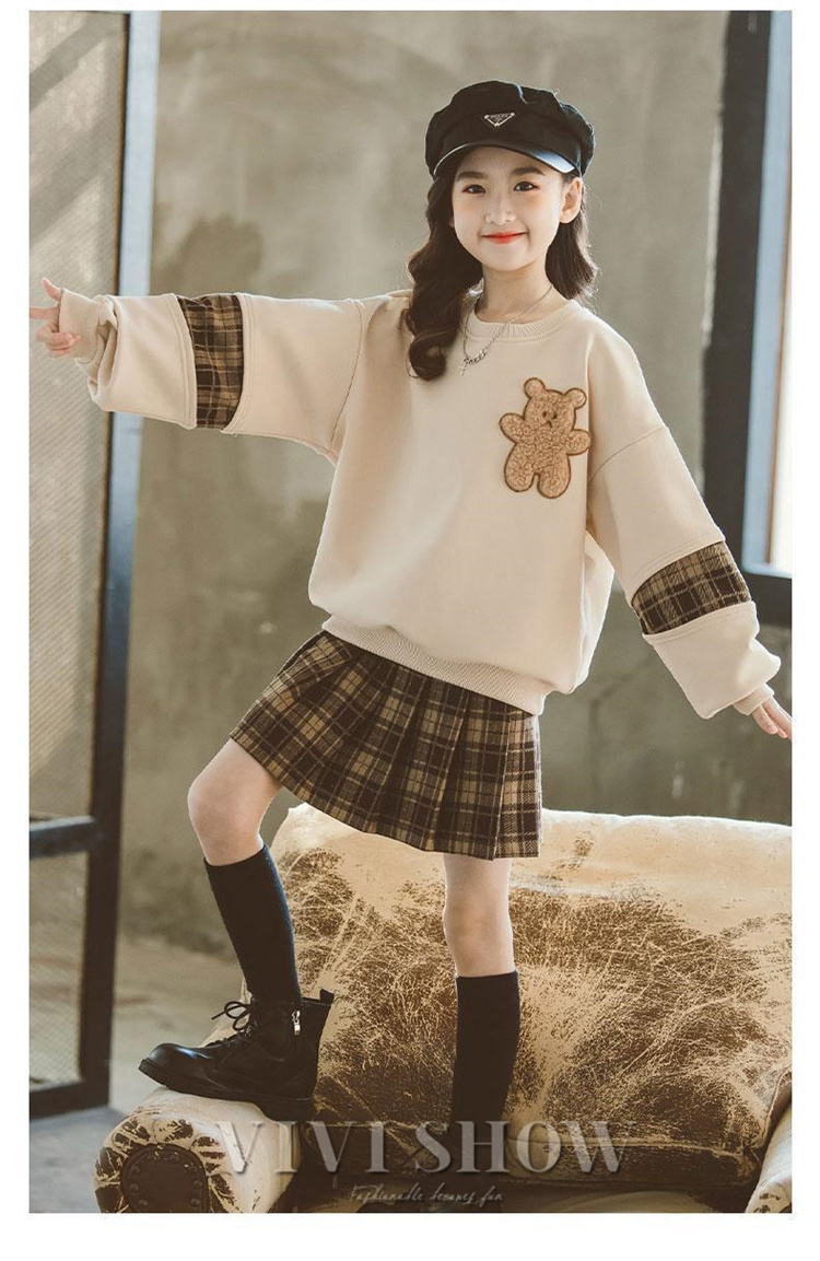 セットアップ キッズ スカート プリーツ チェック柄 トレーナー