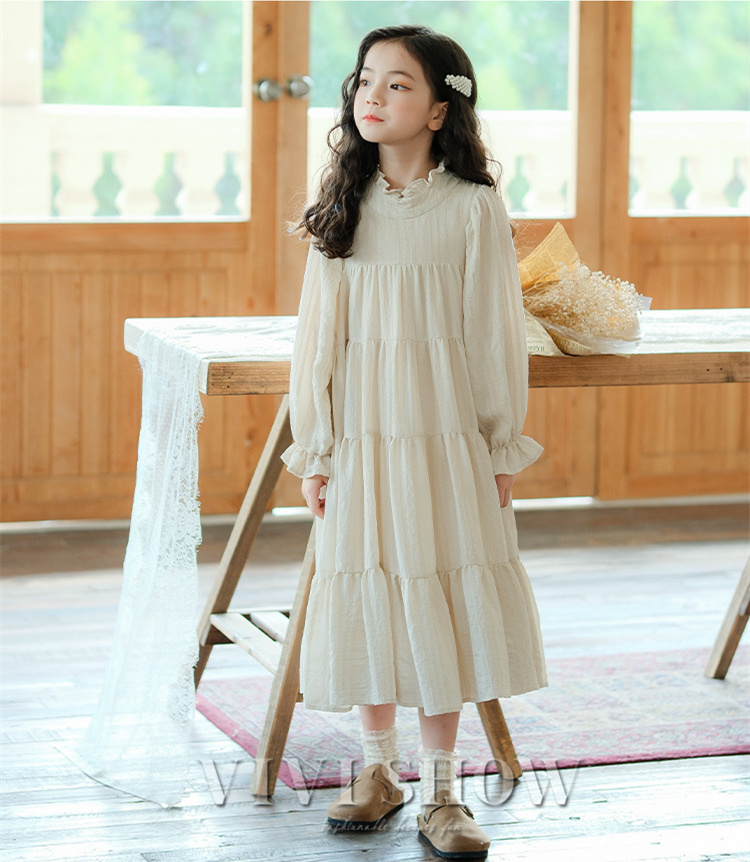 子供服 長袖 ワンピース キッズ ガーリー ふんわり かわいい おしゃれ 