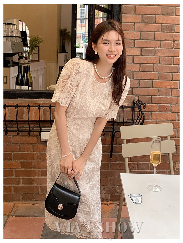 ワンピース レディース マキシワンピース 春夏 半袖ワンピース レース
