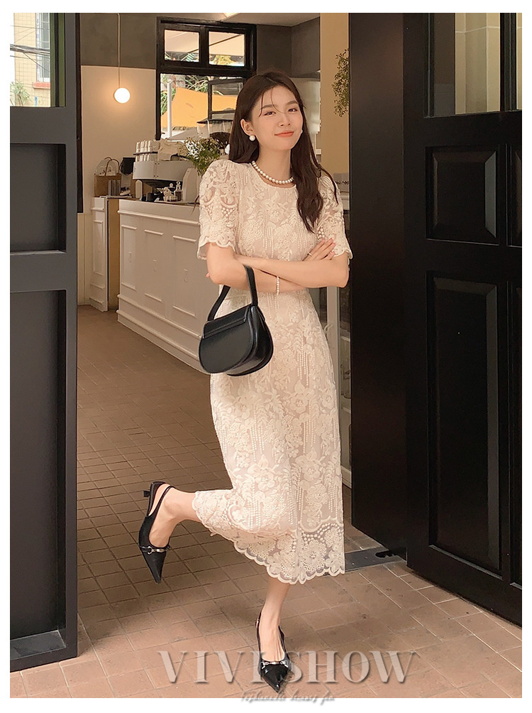 ワンピース レディース マキシワンピース 春夏 半袖ワンピース レース