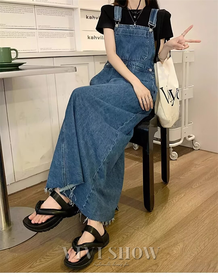 レディース ワンピース ロングワンピ デニムサロペット スカートデニム
