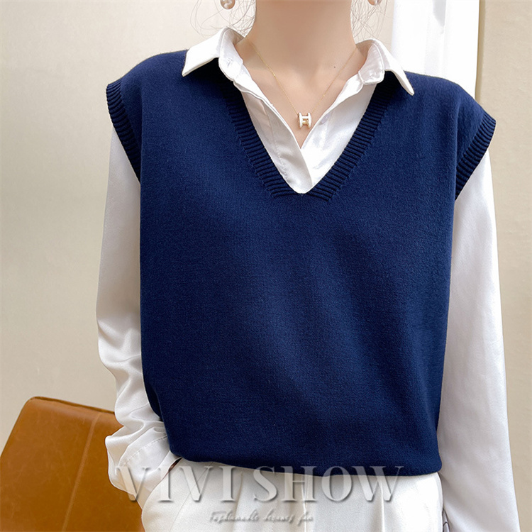 ニットベスト Vネック ポンチョ レディース ベスト プルオーバー