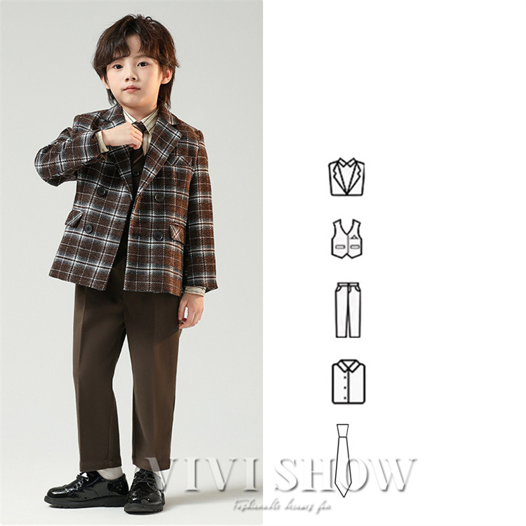 5点セット卒業式 スーツ 男の子 チェック柄 入学式 卒園式 上下セット