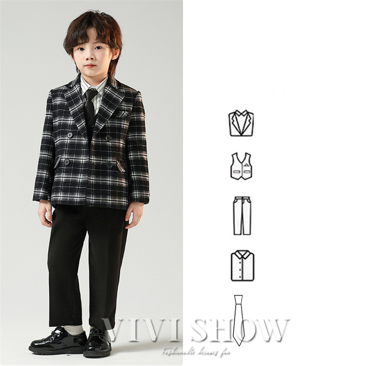 5点セット卒業式 スーツ 男の子 チェック柄 入学式 卒園式 上下セット
