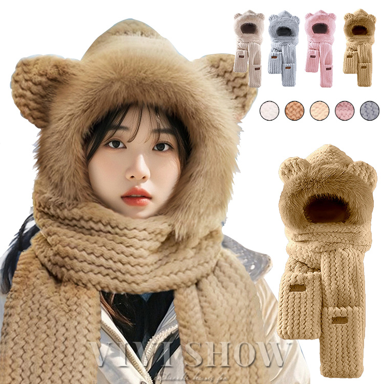 HUNTING WORLD 新品未使用ラムウールマフラー＋ニットキャップセット リバーシブル ニット帽 【カシミヤ100％】 レディース メンズ 帽子