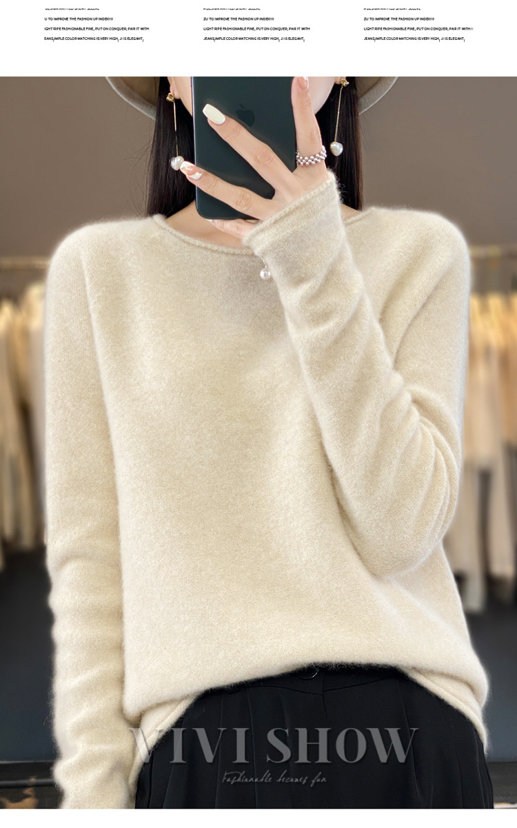ニット セーター クルーネック 長袖 レディース 女性 トップス 伸縮性