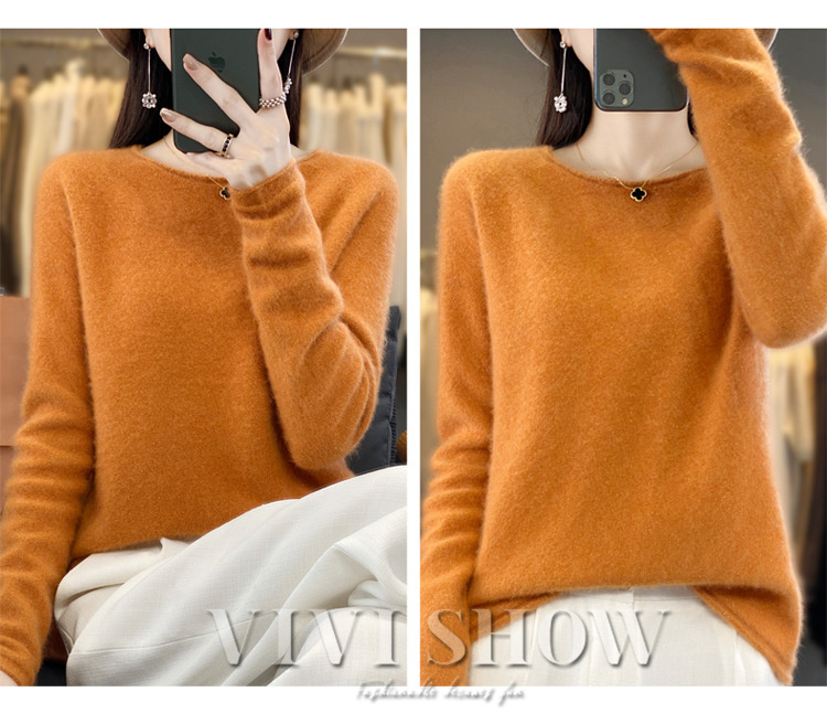 ニット セーター クルーネック 長袖 レディース 女性 トップス 伸縮性