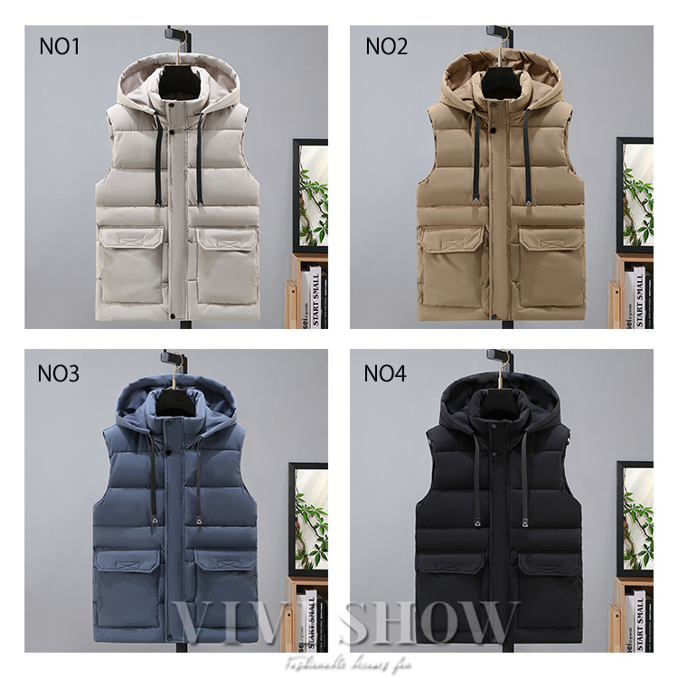 ダウンベスト メンズ 中綿ダウンベスト フード付き 中綿ベスト 大きい