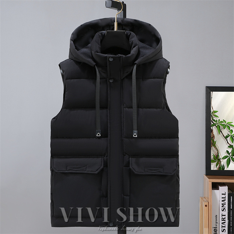 ダウンベスト メンズ 中綿ダウンベスト フード付き 中綿ベスト 大きい
