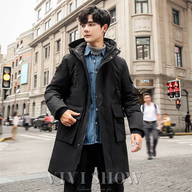 コート メンズ ダウンジャケット ロング丈 フード付き ダウンコート