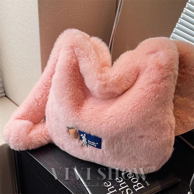 レディース バッグ 肩掛けバッグ ふわふわ もこもこ 無地 フェイク  