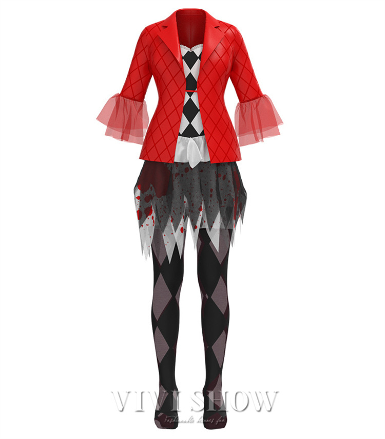 コスプレ 仮装 大人用 ピエロハーレークイン ステージパフォーマンス