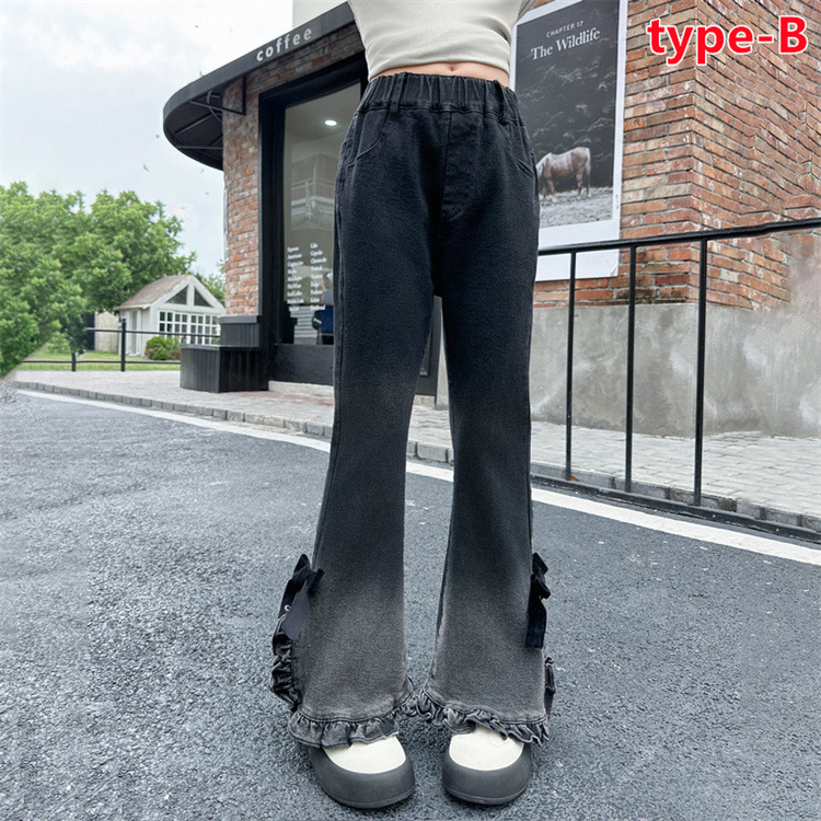 デニムパンツ 女の子 デニムブーツカット パンツ フレアパンツ ロング