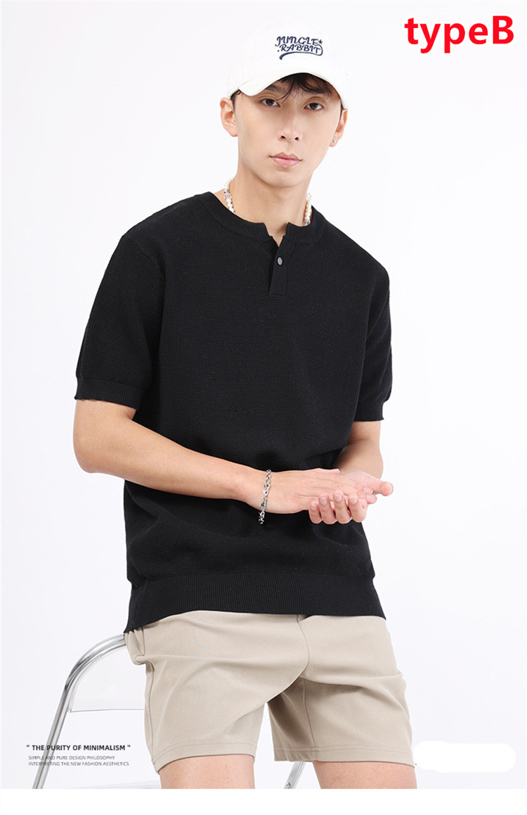 サマーニット メンズ ニット 半袖 冷感 クルーネック Tシャツ 無地