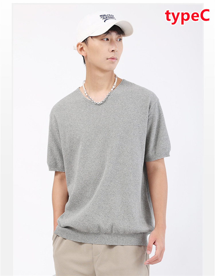 サマーニット メンズ ニット 半袖 冷感 クルーネック Tシャツ 無地