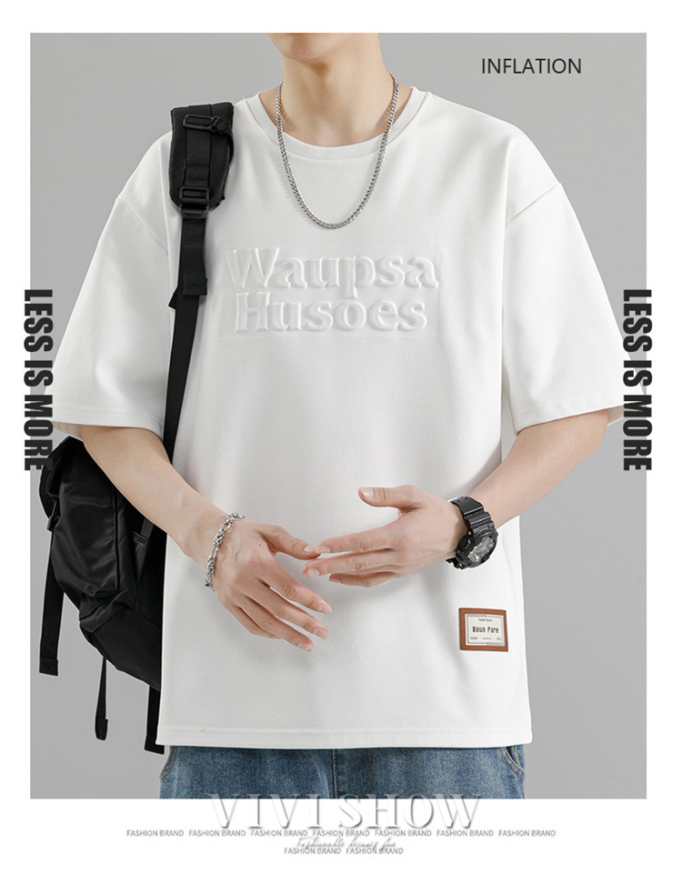 3XL ラウンドネック 半袖 デザイン Tシャツ 白 シンプル スタイル美 Ⅲ メンズ Tシャツ 半袖 夏服 無地 カットソー tシャツ ラウンド