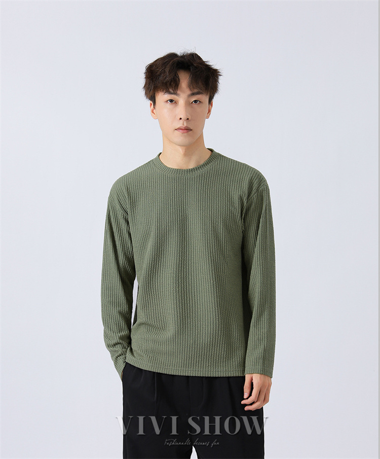 everyone ストライプ長袖カットソー メンズ Tシャツ 長袖 ラウンドネック カットソー トップス 定番