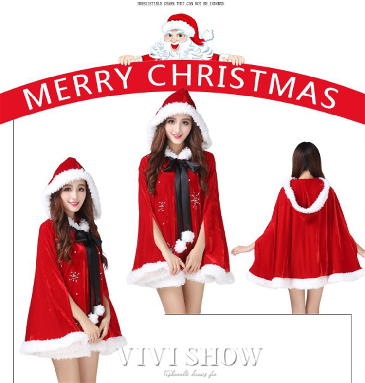 クリスマス衣装 コスプレ コスチューム ポンチョ 女性用 冬用 仮装