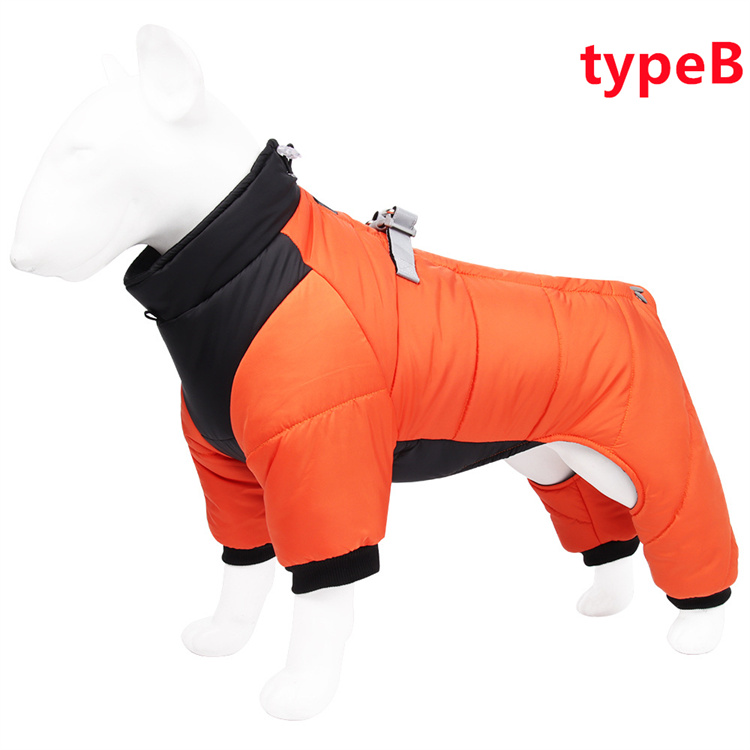 犬用 防寒 ダウンジャケット 軽量 防風 簡単脱着 冬用ペット服 オレンジ L 犬服 ジャケット冬 暖かい ダウン風ジャケット ドッグウェア 着せ