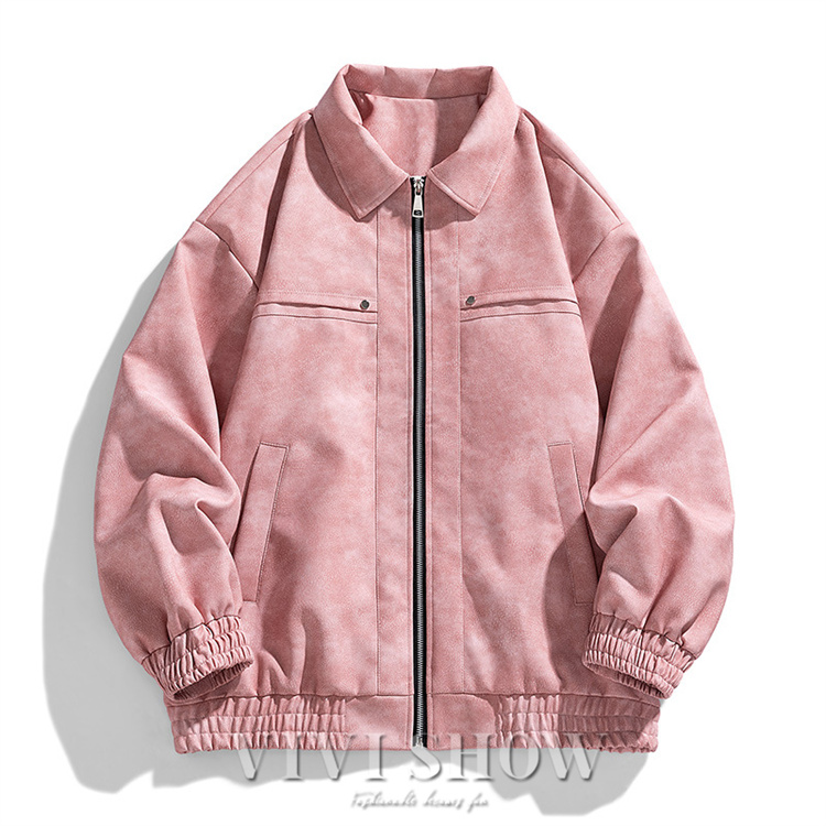 メンズ レディース 韓国 ファッション PUレザー 襟ファージャケット