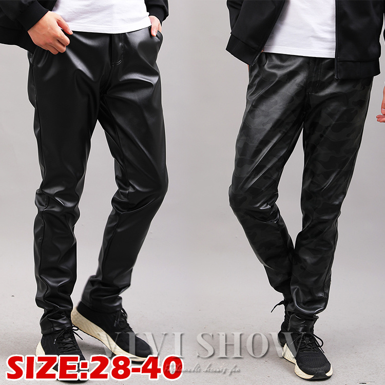 レザーパンツ おしゃれ メンズ 革パンツ 細身 バイク 皮パンツ