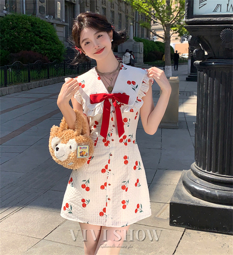 ワンピース ミニワンピース レディース ミニ丈 リボン ノースリーブ