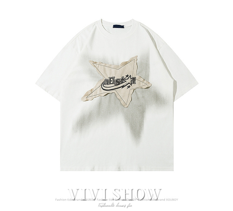 Tシャツ 半袖 メンズ プリントTシャツ 星柄 韓国 ファッション