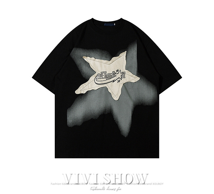 Tシャツ 半袖 メンズ プリントTシャツ 星柄 韓国 ファッション