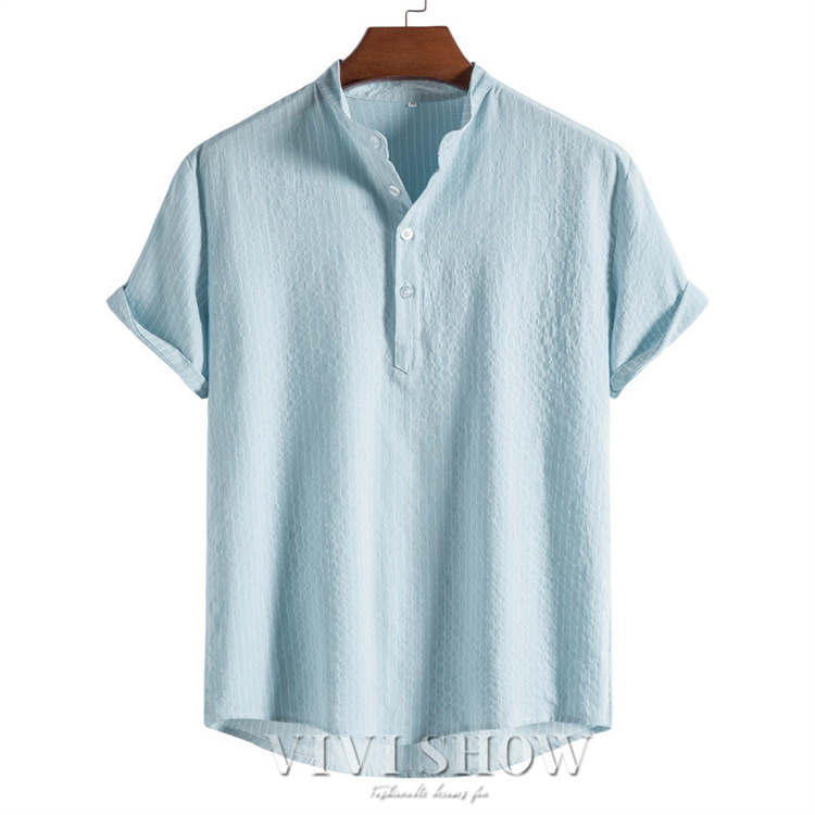 Tシャツ メンズ リネン ストライプ リネンシャツ 半袖 夏 男性用