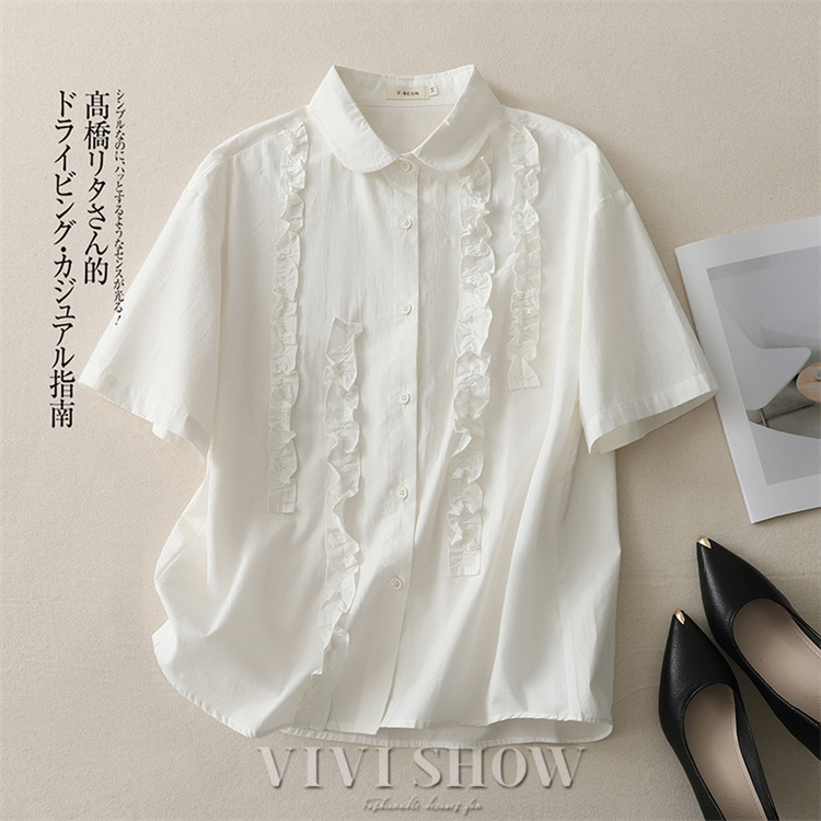 シアーシャツ レディース 半袖 ロング丈 夏 コットン 薄手 涼しい