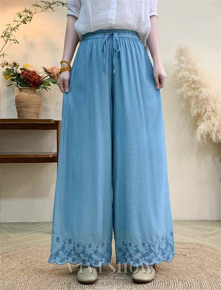 ワイドパンツ フレアパンツ ロング丈 裏地あり 夏用 レース 夏 大きい