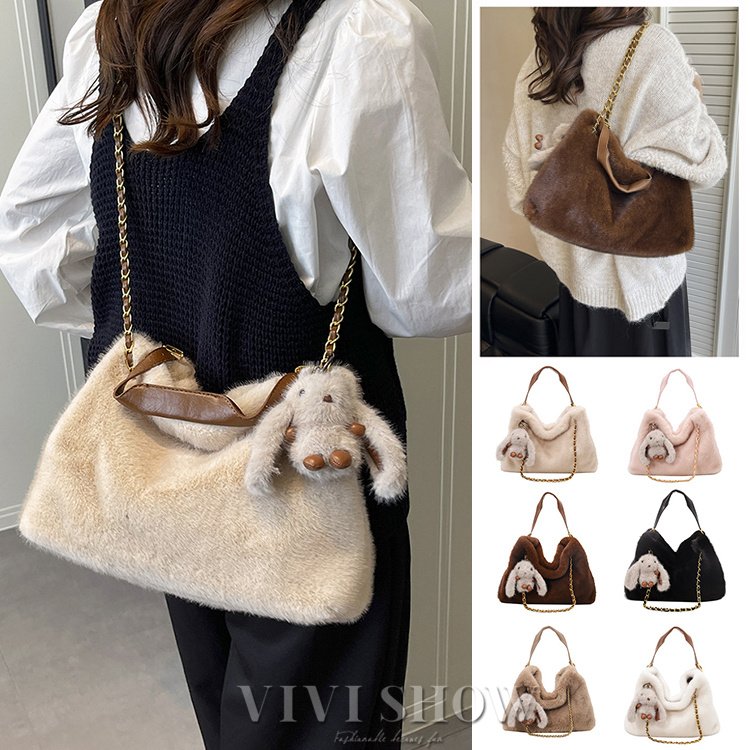 セリーヌ　ミストラベンダー　仕切りポーチ付きミニトート　フェイクファー仕様 セリーヌ ミストラベンダー 仕切りポーチ付きミニトート フェイク