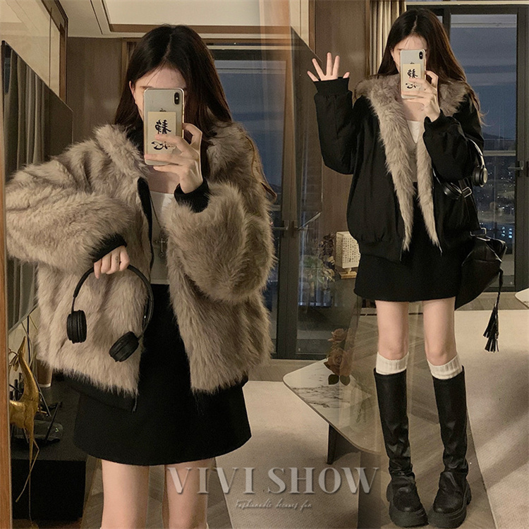 フード付き 中綿コート ファージャケット リバーシブル ジャケット