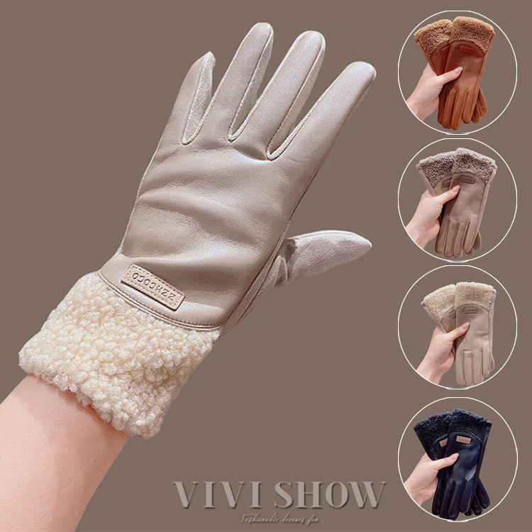 PUレザーグローブ レザー手袋 レディース スマホ対応 裏起毛 レザー