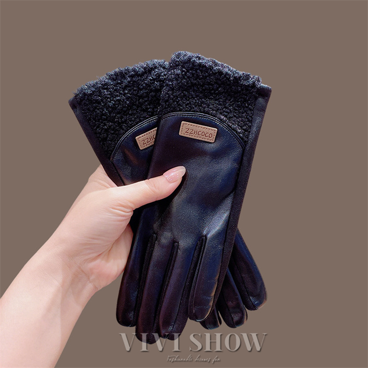 PUレザーグローブ レザー手袋 レディース スマホ対応 裏起毛 レザー