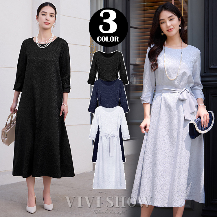 【送料無料】ワンピース 秋冬 レディース きれいめ Aライン  大人 上品 ミディアム丈 ミモレ丈 エレガント カジュアル ワンピ 長袖 大きいサイズ フォーマル 結婚式 パーティー ドレス オフィス OL 通勤 着痩せ 春秋 ロングワンピース レディース ワンピース Aライン 着痩せ ミモレ丈