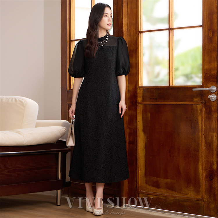 VIVIANA ワンピース　Ｓ　去年購入 ワンピース 5分丈袖 レディース ドレス パフスリーブ 上品 エレガント