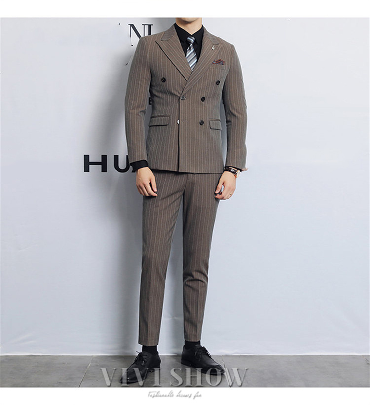 タキシードスーツ 3ピーススーツ メンズスーツ ストライプ ダブル