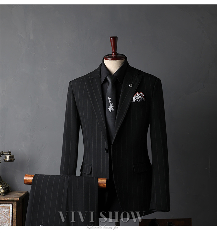 メンズスーツセット ビジネススーツ スリーピース スーツ ストライプ