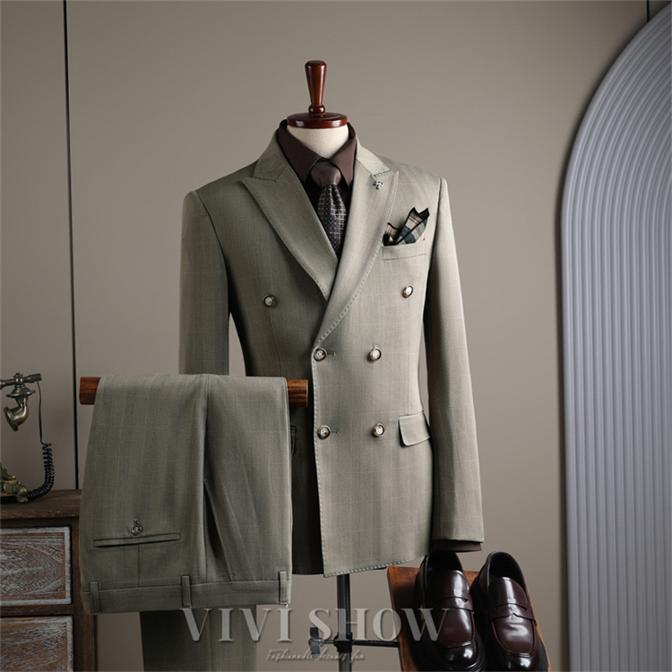 ダブルスーツ メンズ チェック柄 3ピーススーツ スリーピース