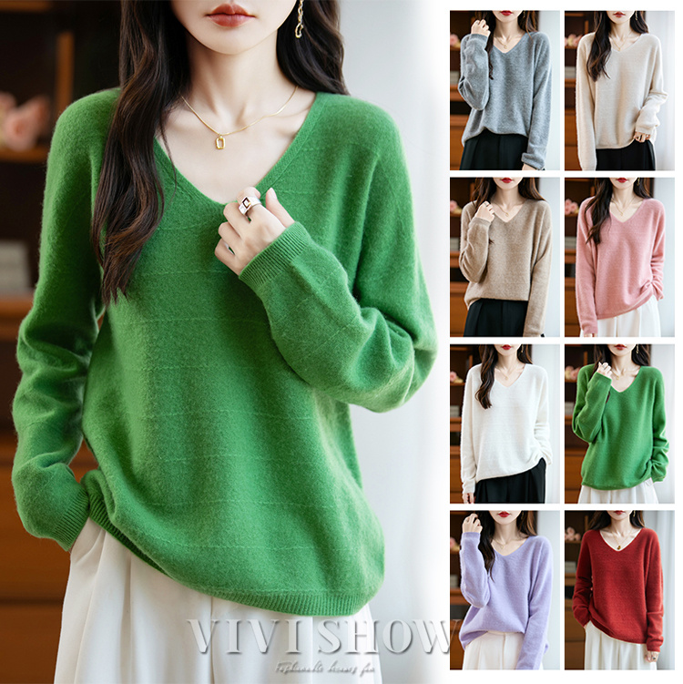 ニット セーター レディース 長袖 Vネック カジュアル 薄手 トップス