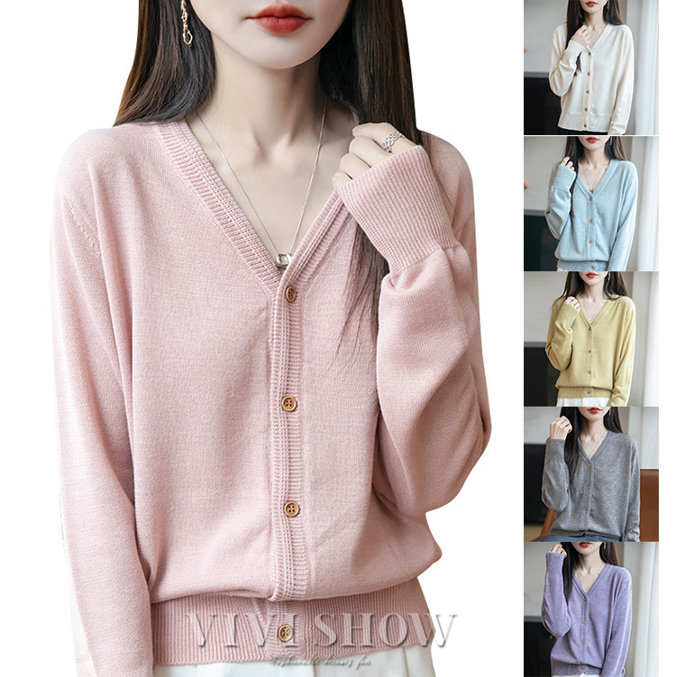 カーディガン レディースVネック ニット カーディガン長袖 羽織り