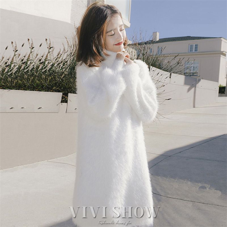 ニットワンピース タートルネック 長袖 体型カバー レディース ミニ丈