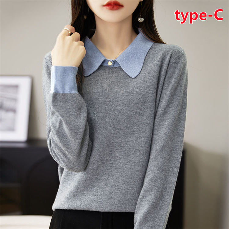 襟付き 長袖ニット レディース トップス ニット セーター おしゃれ