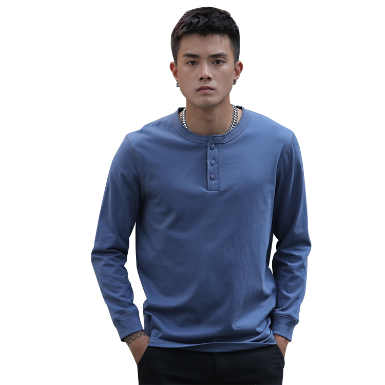 Tシャツ メンズ ロングtシャツ ロンt トップス 長袖 ヘンリーネック 3