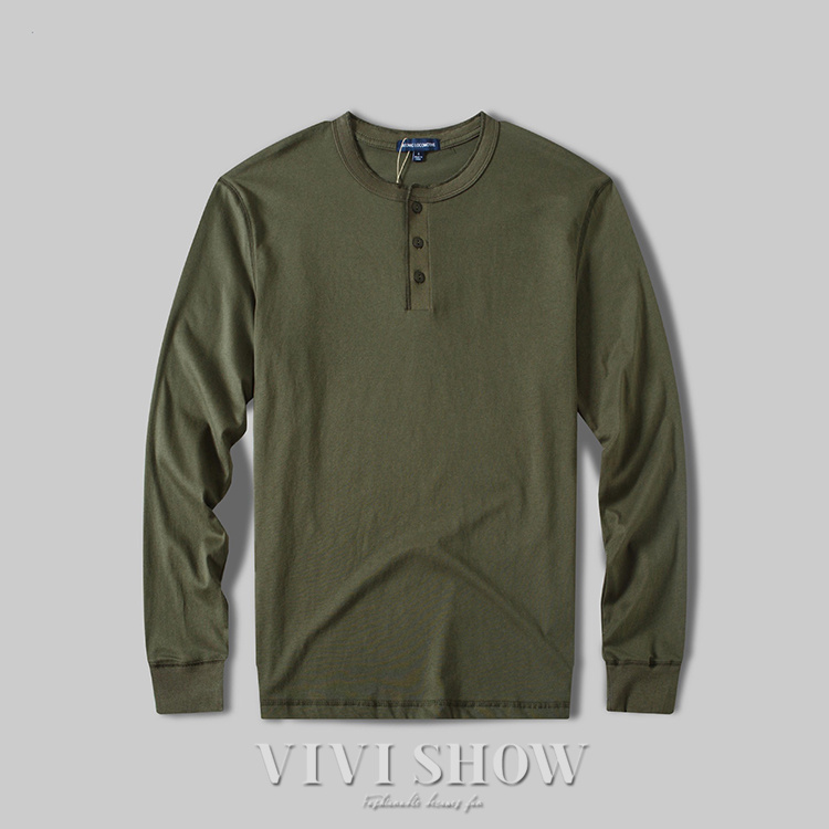 Tシャツ メンズ ロングtシャツ ロンt トップス 長袖 ヘンリーネック 3