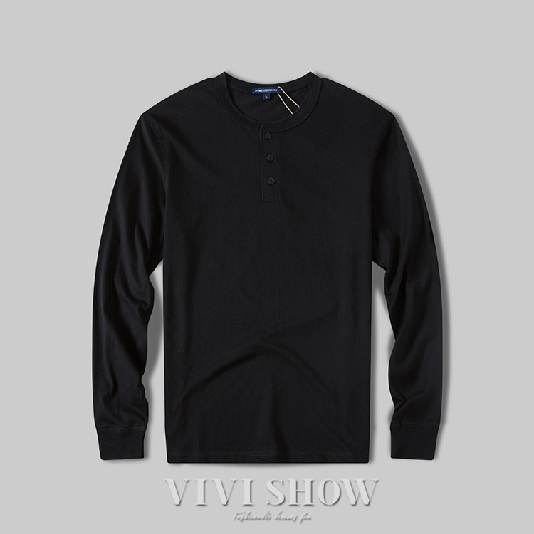 Tシャツ メンズ ロングtシャツ ロンt トップス 長袖 ヘンリーネック 3