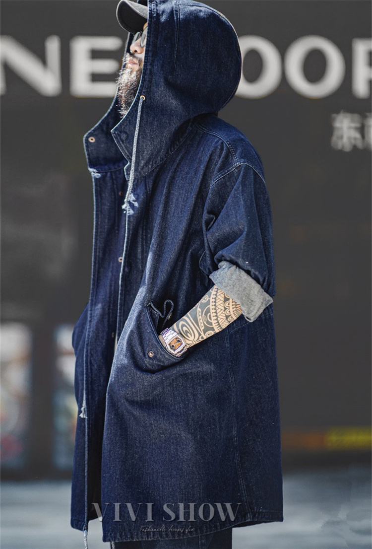 デニムジャケット デニムコート 長袖 フード付き 帽子 メンズ アウター