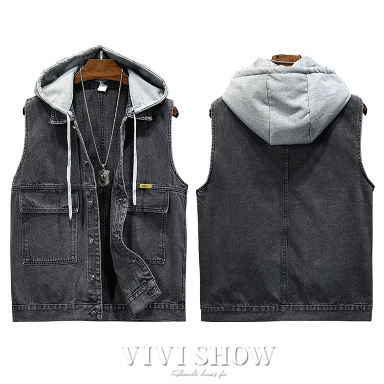 Gジャン 取り外し可 大きいサイズ ヴィンテージ デニム フード付き ジレ ポケット ベスト デニムジャケット ノースリーブ 羽織 4XL デニムコート S M L XL 2XL 3XL レディースベスト デニムベスト メンズ デニム ジレ フード取り外し 袖無しジャケット